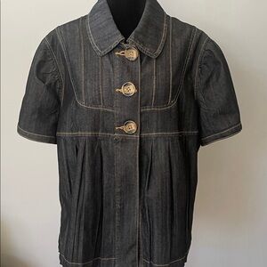 Stylish dark Denim Button-Up Shirt/jacket